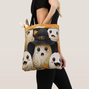 Happy Ghost Halloween Monogram Draagtas