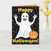 Happy Ghost Halloween Wenskaart Kaart (Gele Bloem)