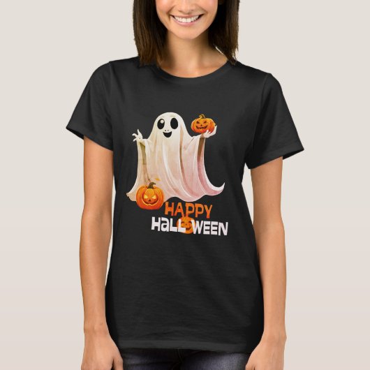 Happy Ghost Happy Halloween T-shirt (Voorkant)