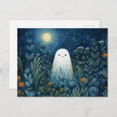Happy Ghost in Moonlit Garden Briefkaart (Voorkant / Achterkant)