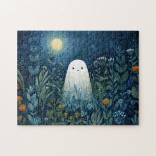 Happy Ghost in Moonlit Garden Legpuzzel