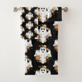 Happy Ghost Pattern Retro Hippie Vibe Bad Handdoek (Insitu)
