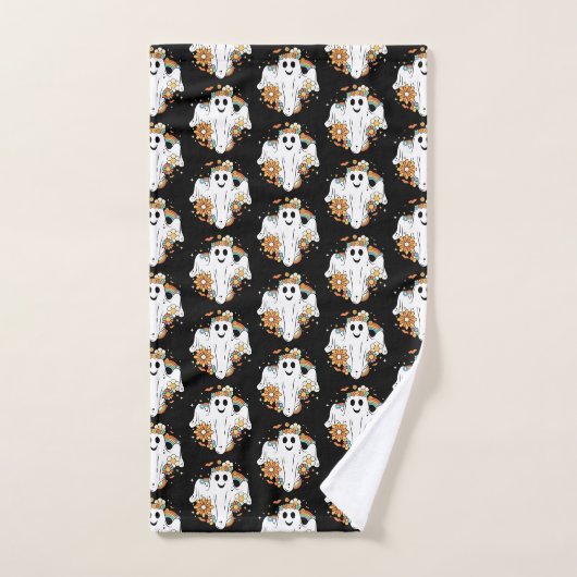 Happy Ghost Pattern Retro Hippie Vibe Bad Handdoek (Handdoek)