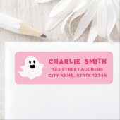 Happy Ghost Pink Halloween retouradres Etiket (Insitu)