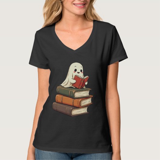 Happy Ghost Reader - Funny Bookworm T-shirt (Voorkant)