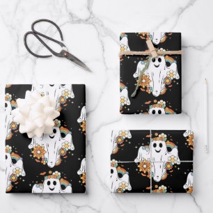 Happy Ghost Retro Hippie Pattern Inpakpapier Vel