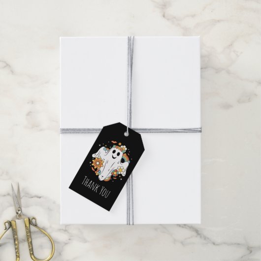 Happy Ghost Retro Hippie Vibe Bedankt Cadeaulabel (Met Touw)