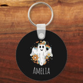 Happy Ghost Retro Hippie Vibe Sleutelhanger (Voorkant)