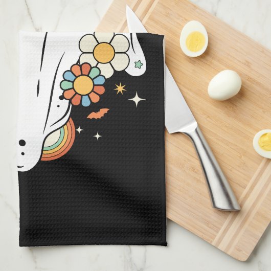 Happy Ghost Retro Hippie Vibe Theedoek (Quarter Fold)