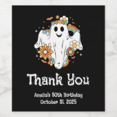 Happy Ghost Retro Hippie Vibe Verjaardag Wijn Etiket (Enkel label)