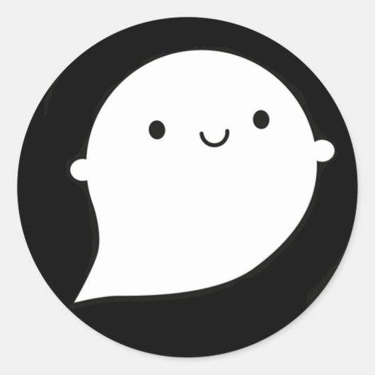 Happy Ghost Ronde Sticker (Voorkant)