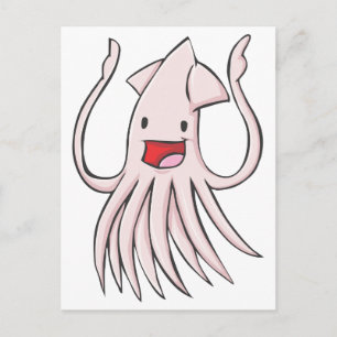 Happy Giant Squid Cartoon Briefkaart