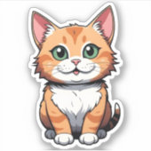 Happy Ginger Tabby Cat Sticker (Voorkant)