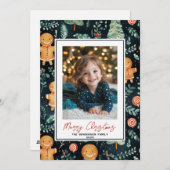 Happy Gingerbread Man aangepaste kerstfoto naam Feestdagenkaart (Voorkant / Achterkant)