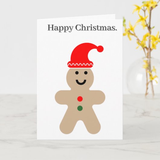 Happy Gingerbread Man Editable Christmas Kaart (Gele Bloem)