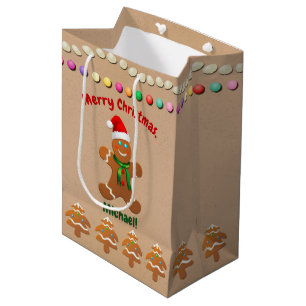 Happy Gingerbrood Boy met Santa Hat Medium Cadeauzakje