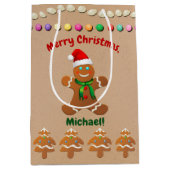 Happy Gingerbrood Boy met Santa Hat Medium Cadeauzakje (Voorkant)