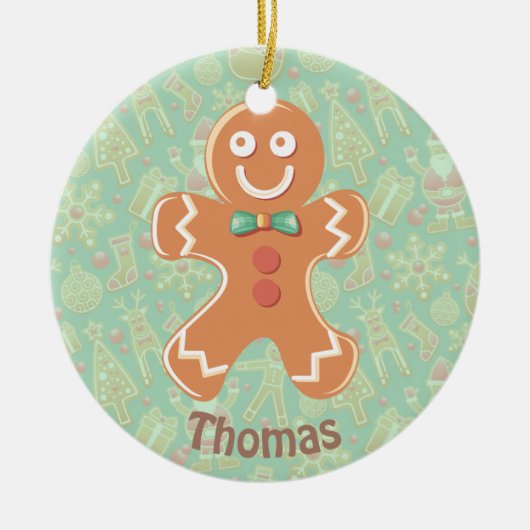 Happy Gingerbrood Man Merry Kerstry Keramisch Ornament (Voorkant)