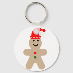 Happy Gingerbrood man met een Santa hat Sleutelhan Sleutelhanger