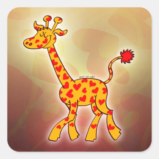 Happy Giraffe met hart Vierkante Sticker (Voorkant)