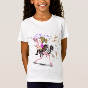 Happy Girl and Ostrich - Racing Team - Leuke teken T-shirt