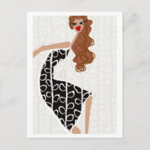 Happy Girl Dancing Zwart Wit Mode Briefkaart