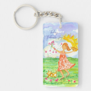 Happy Girl Dog Vandaag kies ik Joy Inspirerend Sleutelhanger