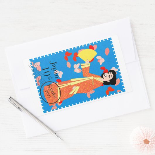 Happy Girl Japan Timbre Art Sticker décoratif (Enveloppe)