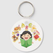 Happy Girl Reading Sleutelhanger (Voorkant)