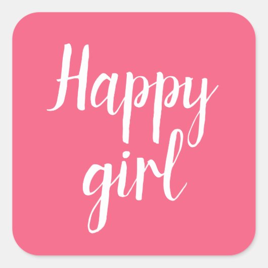 Happy girl vierkante sticker (Voorkant)