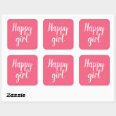 Happy girl vierkante sticker (Vel)