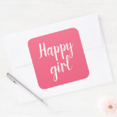 Happy girl vierkante sticker (Envelop)
