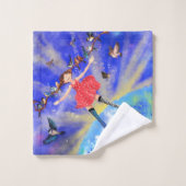 Happy Girl with Birds (Gant de toilette)