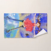 Happy Girl with Birds (Serviette à main)