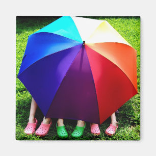 Happy Girls onder een regenboog Magneet