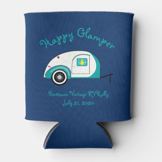 Happy Glamper Aquamarine Teardrop Trailer Blikjeskoeler (Voorkant)