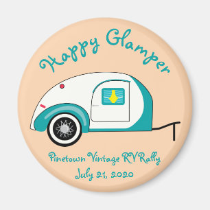 Happy Glamper Aquamarine  Teardrop Trailer Magneet