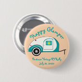 Happy Glamper Aquamarine  Teardrop Trailer Ronde Button 5,7 Cm (Voorkant /achterkant)