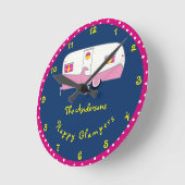 Happy Glamper Pink  Canned Ham Trailer Ronde Klok (Hoek)