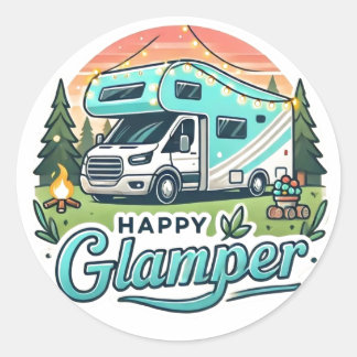 Happy Glamper Round Sticker