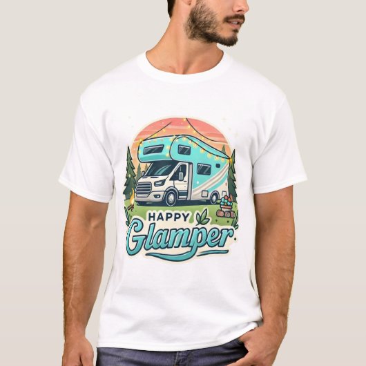 Happy Glamper RV Adventure T-shirt (Voorkant)