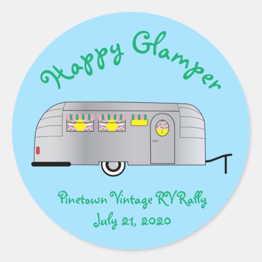 Happy Glamper Streamline-trailer Ronde Sticker (Voorkant)