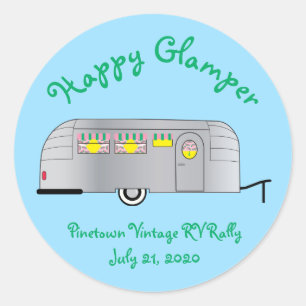 Happy Glamper  Streamline-trailer Ronde Sticker