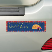 Happy Glamper Woodie  Teardrop Trailer Bumpersticker (Op auto)