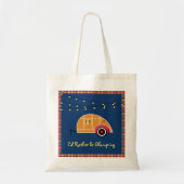 Happy Glamper Woodie  Teardrop Trailer Tote Bag (Voorkant)