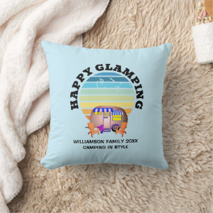HAPPY GLAMPING Aangepaste naam Familie Camping Tri Kussen