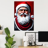 Happy glimlachend kerstman | AI Art Poster (Thuiskantoor)