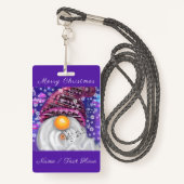 Happy Gnome Gepersonaliseerde Kerstmis Naam Badge (Voorkant met draagriem)