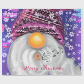 Happy Gnome in het Paarse Pet Zingt een kerstlied  Cadeaupapier (Vlak)