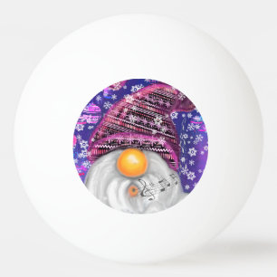 Happy Gnome in het Paarse Pet Zingt een kerstlied Pingpongballen